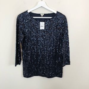 J.Crew Navy Sequin Top Size XXS